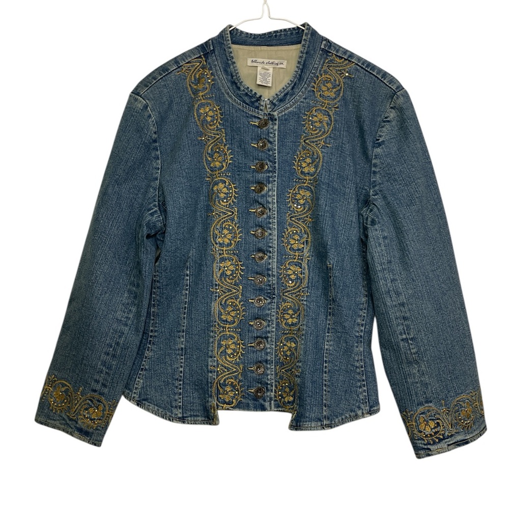 Telluride Clothing Co. Embroidered Denim Jacket – Gold Scrollwork – Size L